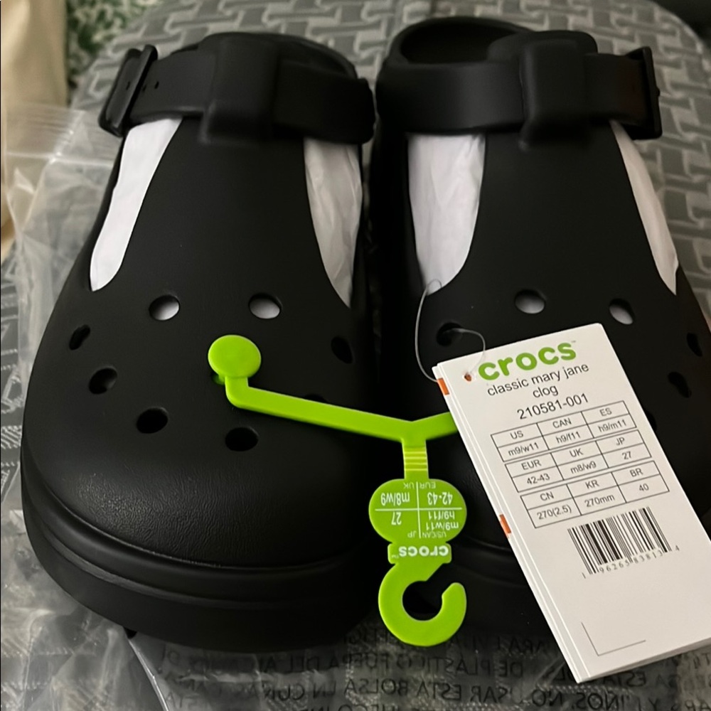 CROCS Black Mary Jane Clogs NWT
